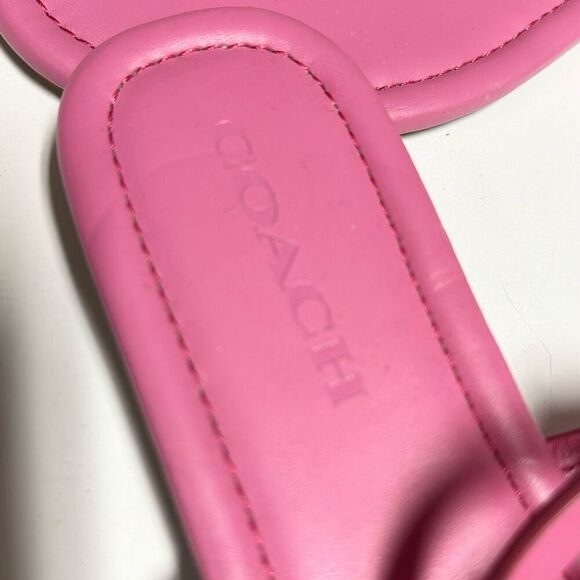 Coach Women’s Jeri Petunia Pink Leather Thong Sandals Size 9B NEW - Picture 6 of 9